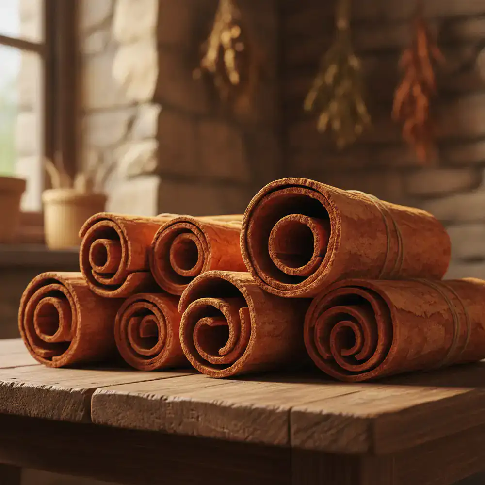 Highland Cinnamon Bark bundles showcasing rich, warm auburn colors
