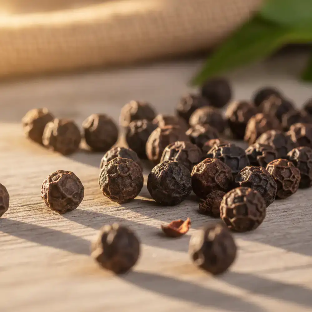 Phu Quoc Black Peppercorns macro shot